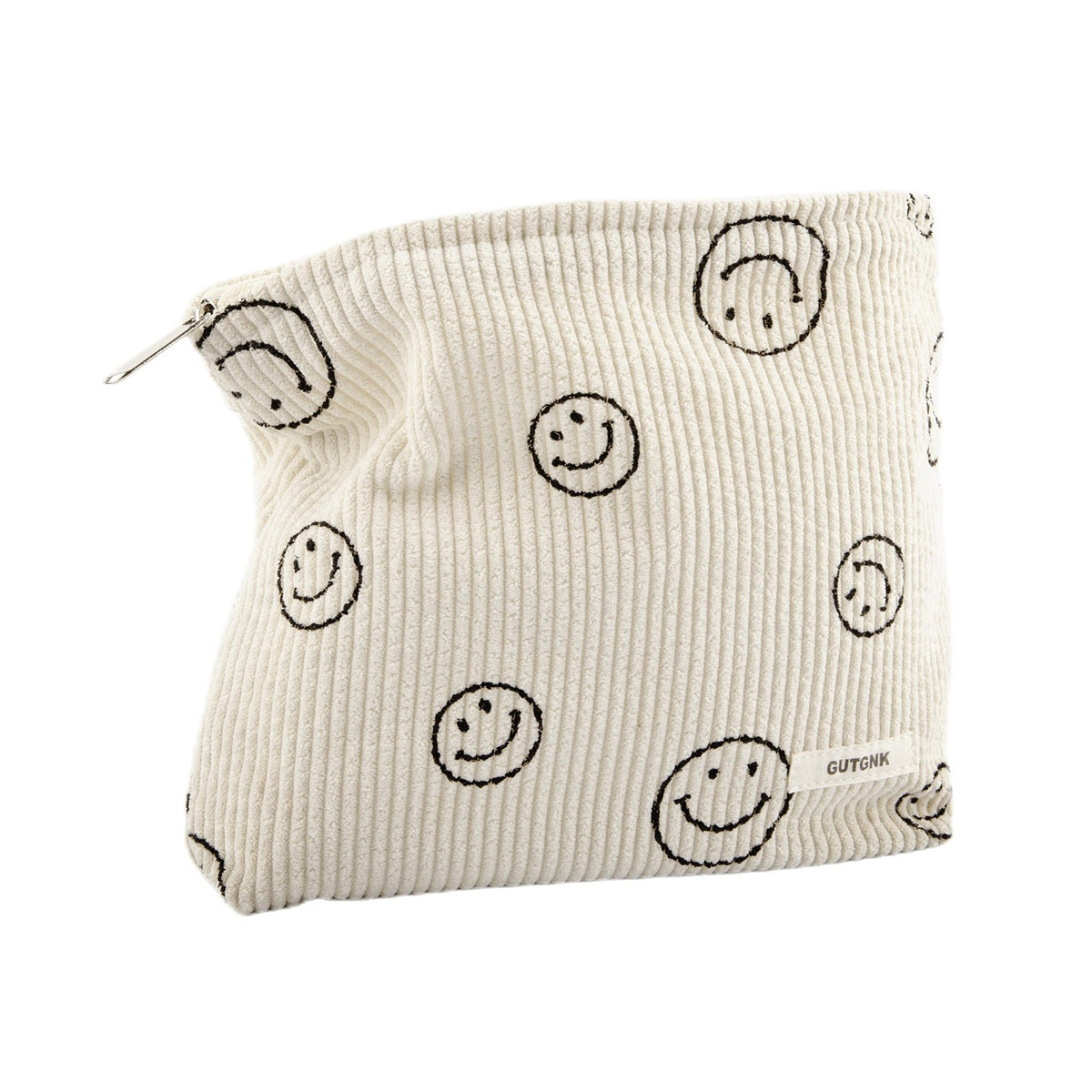 Makeup Bag For Women - Corduroy Cosmetic Bags Aesthetic Design Ladies Tote pouch Women's Pencil Case,Cute Smiley Face Makeup Organizer with Zipper (Beige) - thewildfolk Makeup Bag For Women - Corduroy Cosmetic Bags Aesthetic Design Ladies Tote pouch Women's Pencil Case,Cute Smiley Face Makeup Organizer with Zipper (Beige)