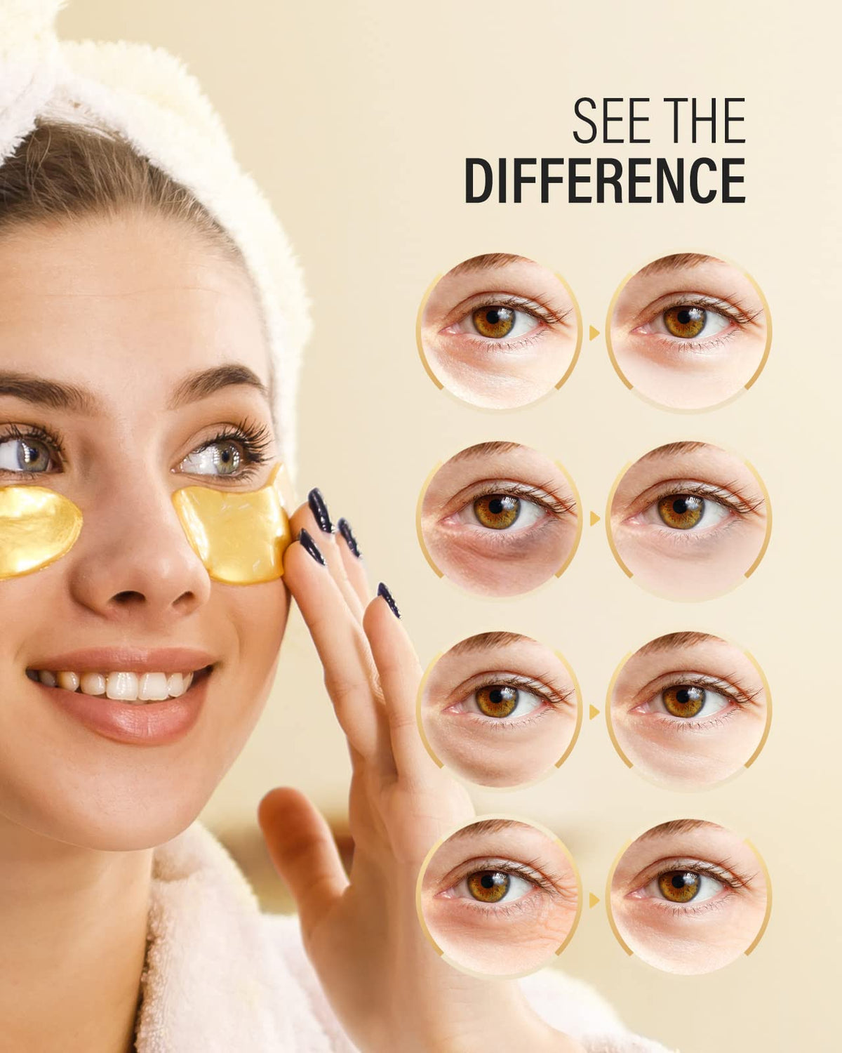 Maskiss 24k Gold Under Eye Patches (30 Pairs), Eye Mask, Collagen Skin Care Products, Eye Patches for Puffy Eyes, Eye Masks for Dark Circles and Puffiness. - thewildfolk Maskiss 24k Gold Under Eye Patches (30 Pairs), Eye Mask, Collagen Skin Care Products, Eye Patches for Puffy Eyes, Eye Masks for Dark Circles and Puffiness.