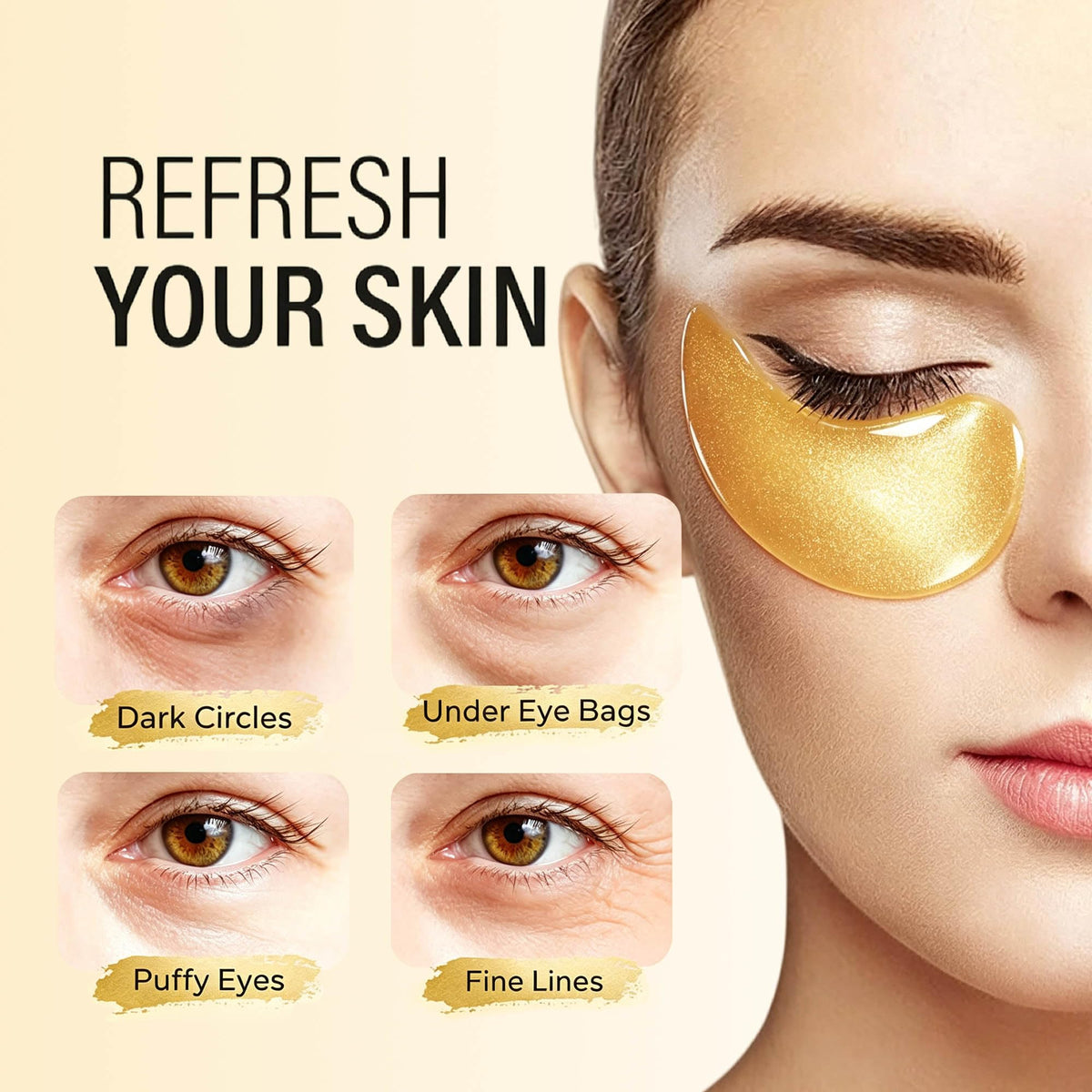 Maskiss 24k Gold Under Eye Patches (30 Pairs), Eye Mask, Collagen Skin Care Products, Eye Patches for Puffy Eyes, Eye Masks for Dark Circles and Puffiness. - thewildfolk Maskiss 24k Gold Under Eye Patches (30 Pairs), Eye Mask, Collagen Skin Care Products, Eye Patches for Puffy Eyes, Eye Masks for Dark Circles and Puffiness.