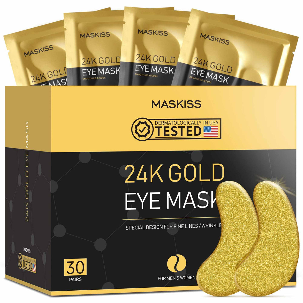 Maskiss 24k Gold Under Eye Patches (30 Pairs), Eye Mask, Collagen Skin Care Products, Eye Patches for Puffy Eyes, Eye Masks for Dark Circles and Puffiness. - thewildfolk Maskiss 24k Gold Under Eye Patches (30 Pairs), Eye Mask, Collagen Skin Care Products, Eye Patches for Puffy Eyes, Eye Masks for Dark Circles and Puffiness.