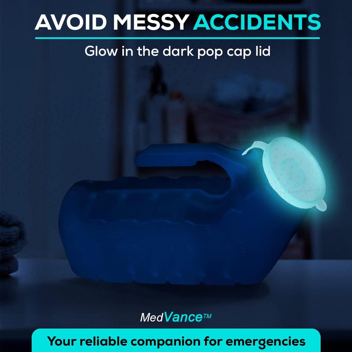 MedVance Urinals for Men 1000ml, Spill Proof Glow in the Dark Lid, 8 Pack - thewildfolk MedVance Urinals for Men 1000ml, Spill Proof Glow in the Dark Lid, 8 Pack