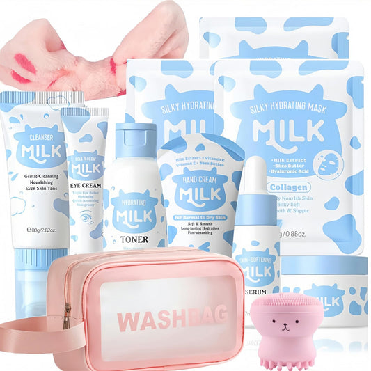 Milk Skin Care Set for Kids, 12 IN 1 Moisturizing & Gentle Milk Skincare for Girls 10-12, Skin Care Set For Kids Girl Ages 8-12 Birthday Gifts, Face Care Kit, Skin Care for Teens, Korean Skin Care - thewildfolk Milk Skin Care Set for Kids, 12 IN 1 Moisturizing & Gentle Milk Skincare for Girls 10-12, Skin Care Set For Kids Girl Ages 8-12 Birthday Gifts, Face Care Kit, Skin Care for Teens, Korean Skin Care