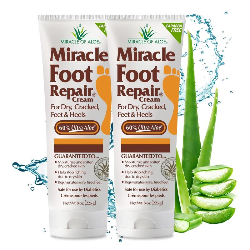 Miracle Foot Repair Cream (8 oz / 2-Pack) Repairs Dry Cracked Heels and Feet, 60% Pure UltraAloe Moisturizes, Softens, and Repairs - thewildfolk Miracle Foot Repair Cream (8 oz / 2-Pack) Repairs Dry Cracked Heels and Feet, 60% Pure UltraAloe Moisturizes, Softens, and Repairs