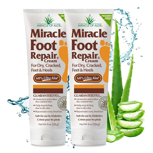 Miracle Foot Repair Cream (8 oz / 2-Pack) Repairs Dry Cracked Heels and Feet, 60% Pure UltraAloe Moisturizes, Softens, and Repairs - thewildfolk Miracle Foot Repair Cream (8 oz / 2-Pack) Repairs Dry Cracked Heels and Feet, 60% Pure UltraAloe Moisturizes, Softens, and Repairs