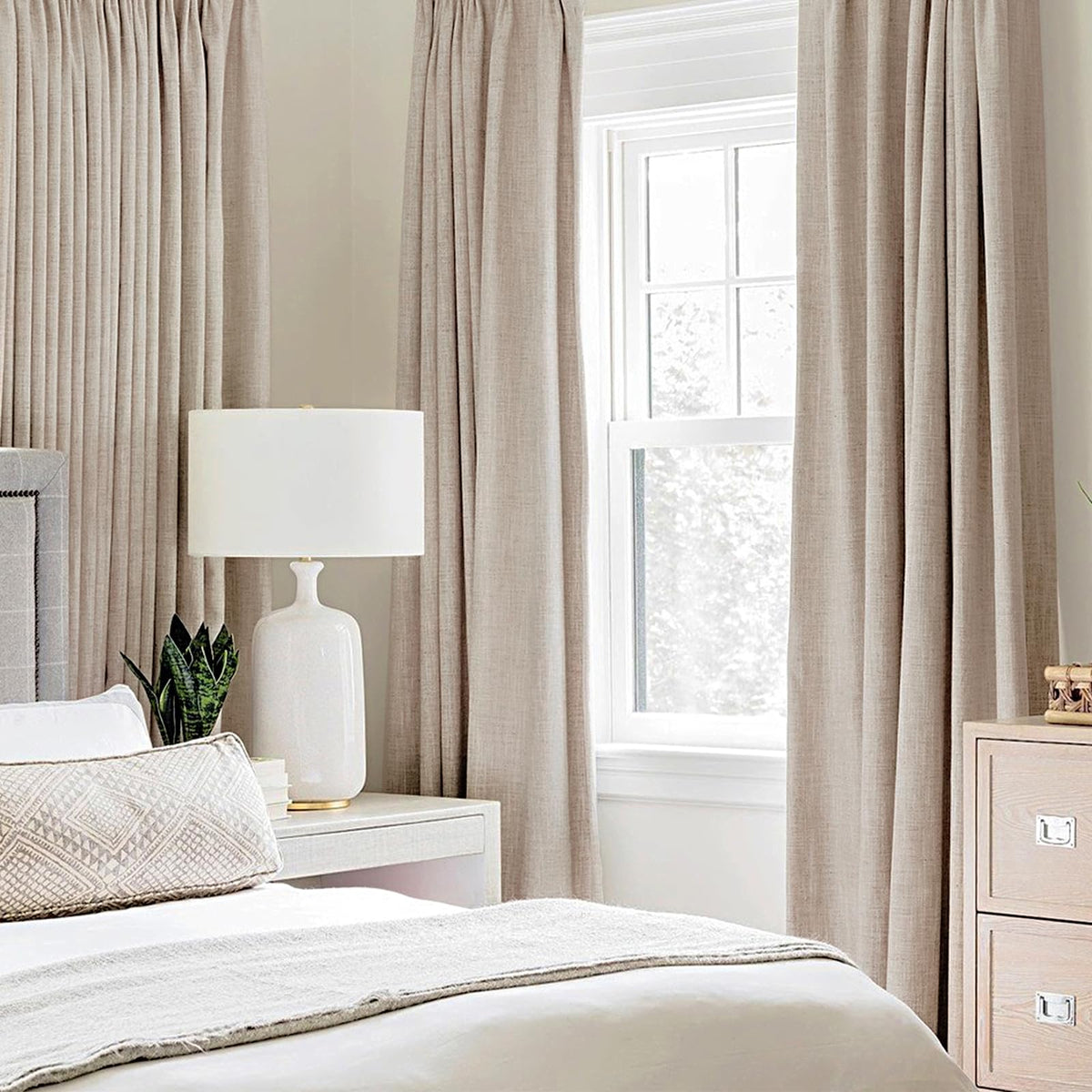 MIULEE 100% Blackout Linen Curtains for Bedroom 52x84 Inches Natural Beige - thewildfolk MIULEE 100% Blackout Linen Curtains for Bedroom 52x84 Inches Natural Beige