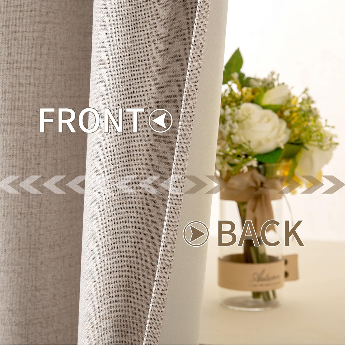 MIULEE 100% Blackout Linen Curtains for Bedroom 52x84 Inches Natural Beige - thewildfolk MIULEE 100% Blackout Linen Curtains for Bedroom 52x84 Inches Natural Beige