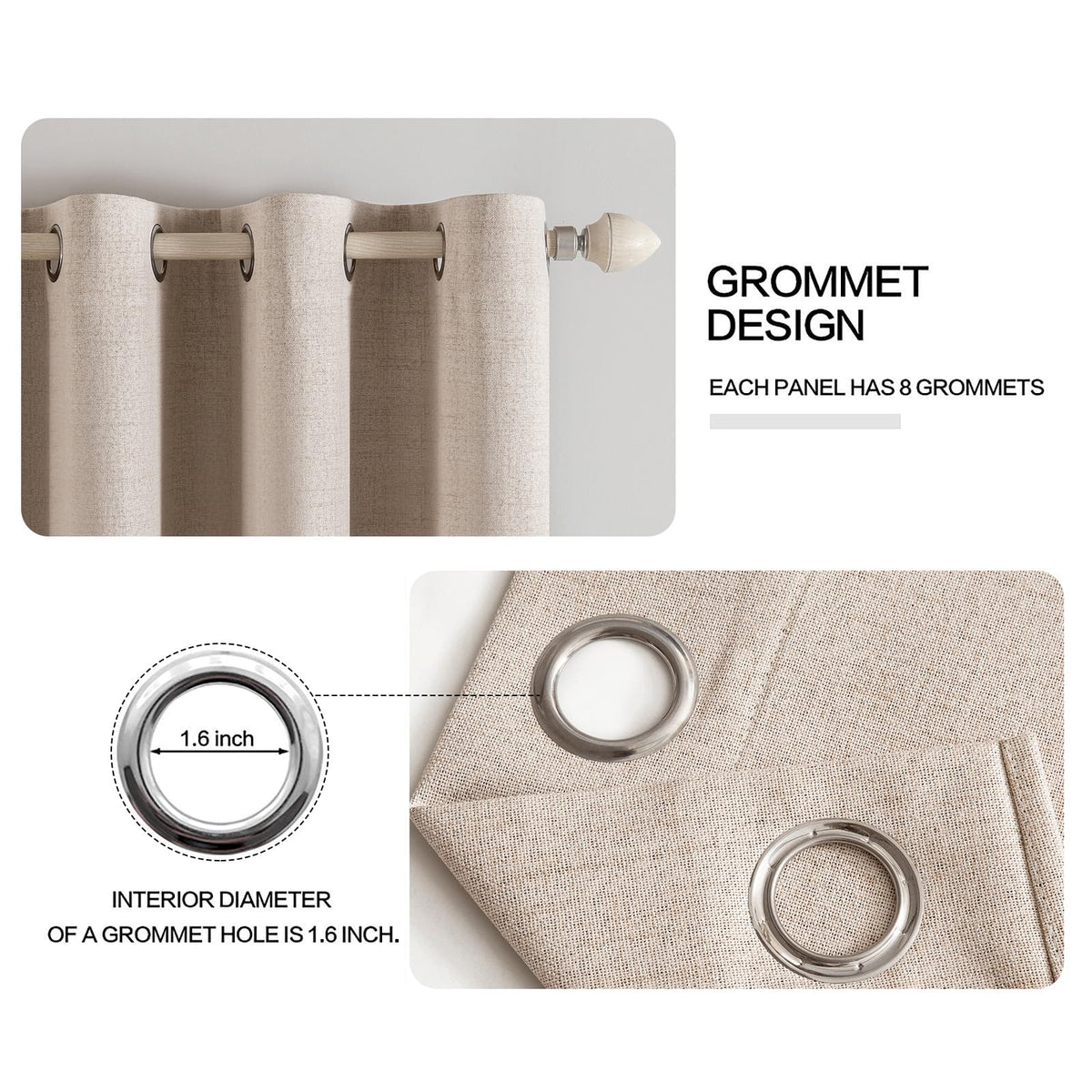 MIULEE 100% Blackout Linen Curtains for Bedroom 52x84 Inches Natural Beige - thewildfolk MIULEE 100% Blackout Linen Curtains for Bedroom 52x84 Inches Natural Beige