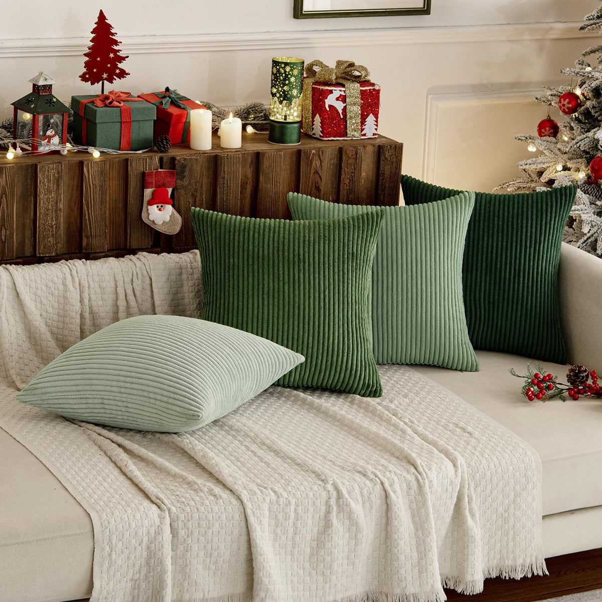 MIULEE Soft Corduroy Decorative Throw Pillow Covers Forest Green 18x18 - thewildfolk MIULEE Soft Corduroy Decorative Throw Pillow Covers Forest Green 18x18