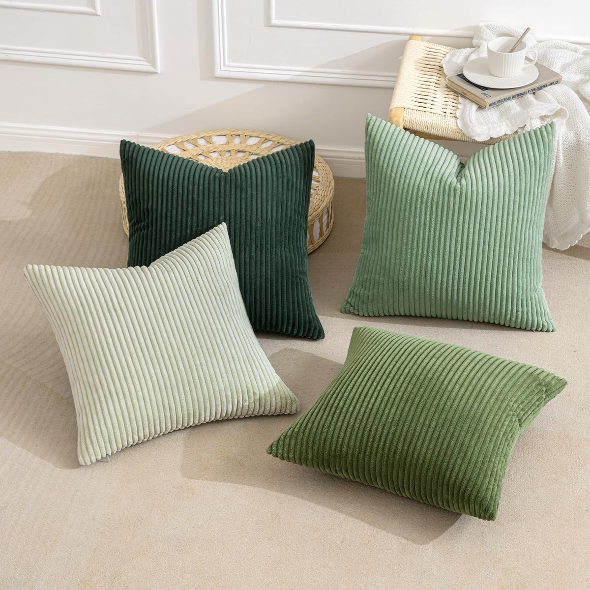 MIULEE Soft Corduroy Decorative Throw Pillow Covers Forest Green 18x18 - thewildfolk MIULEE Soft Corduroy Decorative Throw Pillow Covers Forest Green 18x18