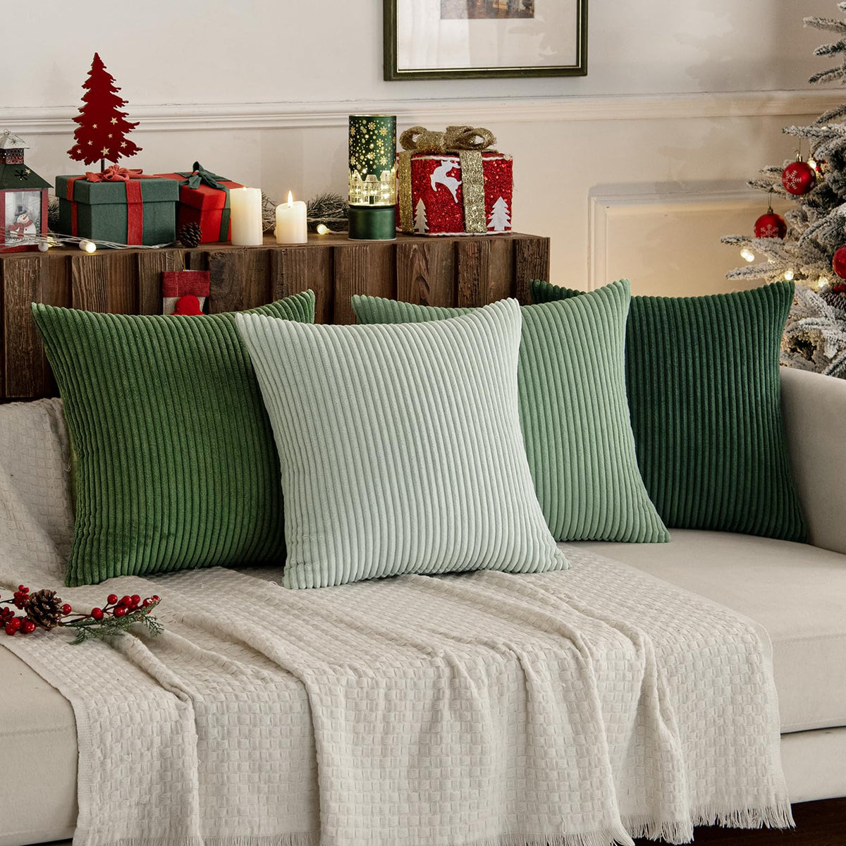 MIULEE Soft Corduroy Decorative Throw Pillow Covers Forest Green 18x18 - thewildfolk MIULEE Soft Corduroy Decorative Throw Pillow Covers Forest Green 18x18