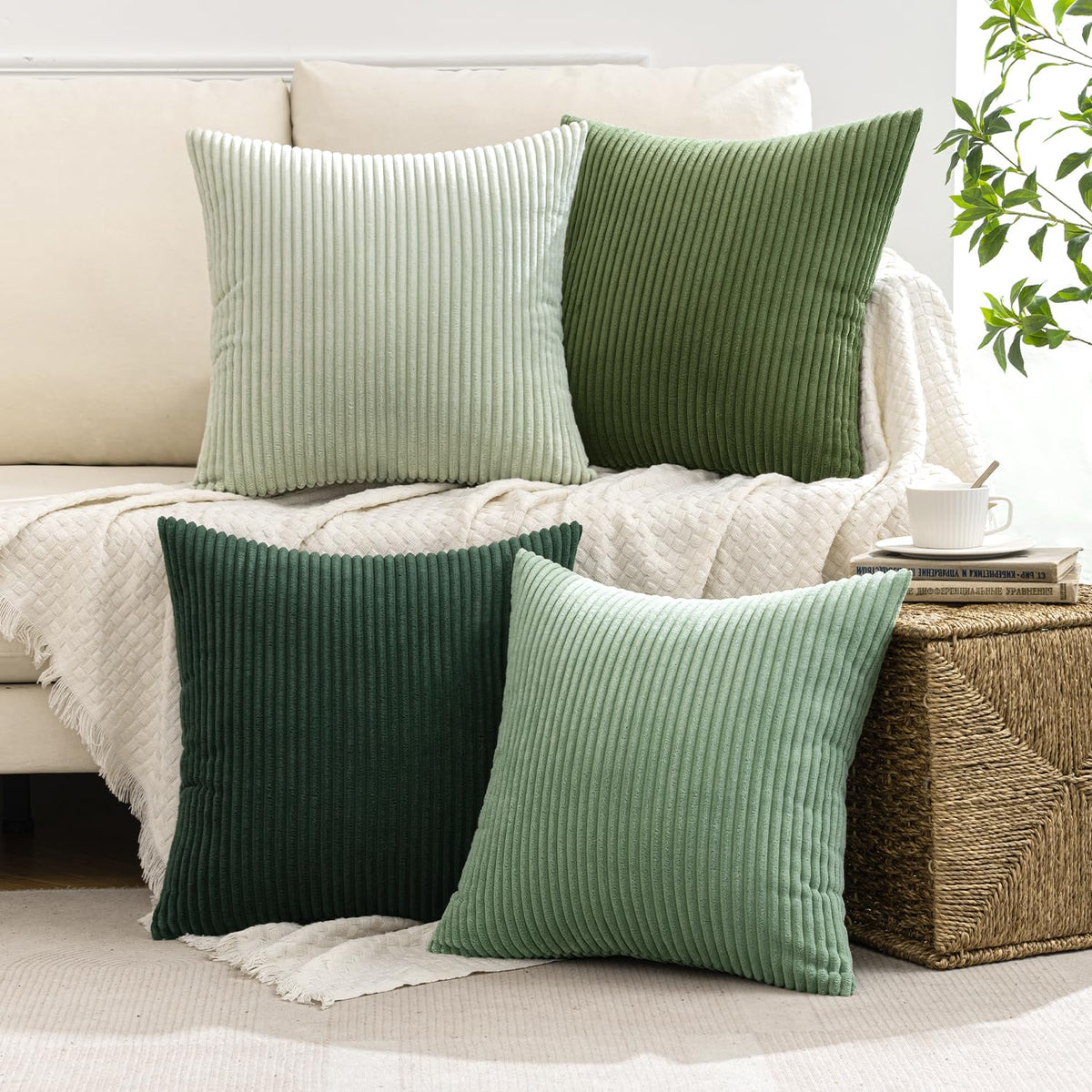 MIULEE Soft Corduroy Decorative Throw Pillow Covers Forest Green 18x18 - thewildfolk MIULEE Soft Corduroy Decorative Throw Pillow Covers Forest Green 18x18