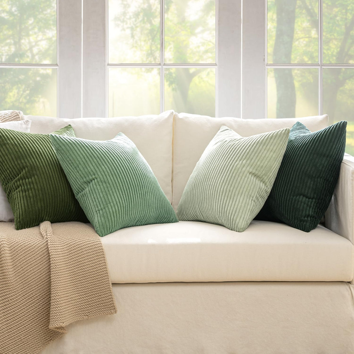 MIULEE Soft Corduroy Decorative Throw Pillow Covers Forest Green 18x18 - thewildfolk MIULEE Soft Corduroy Decorative Throw Pillow Covers Forest Green 18x18