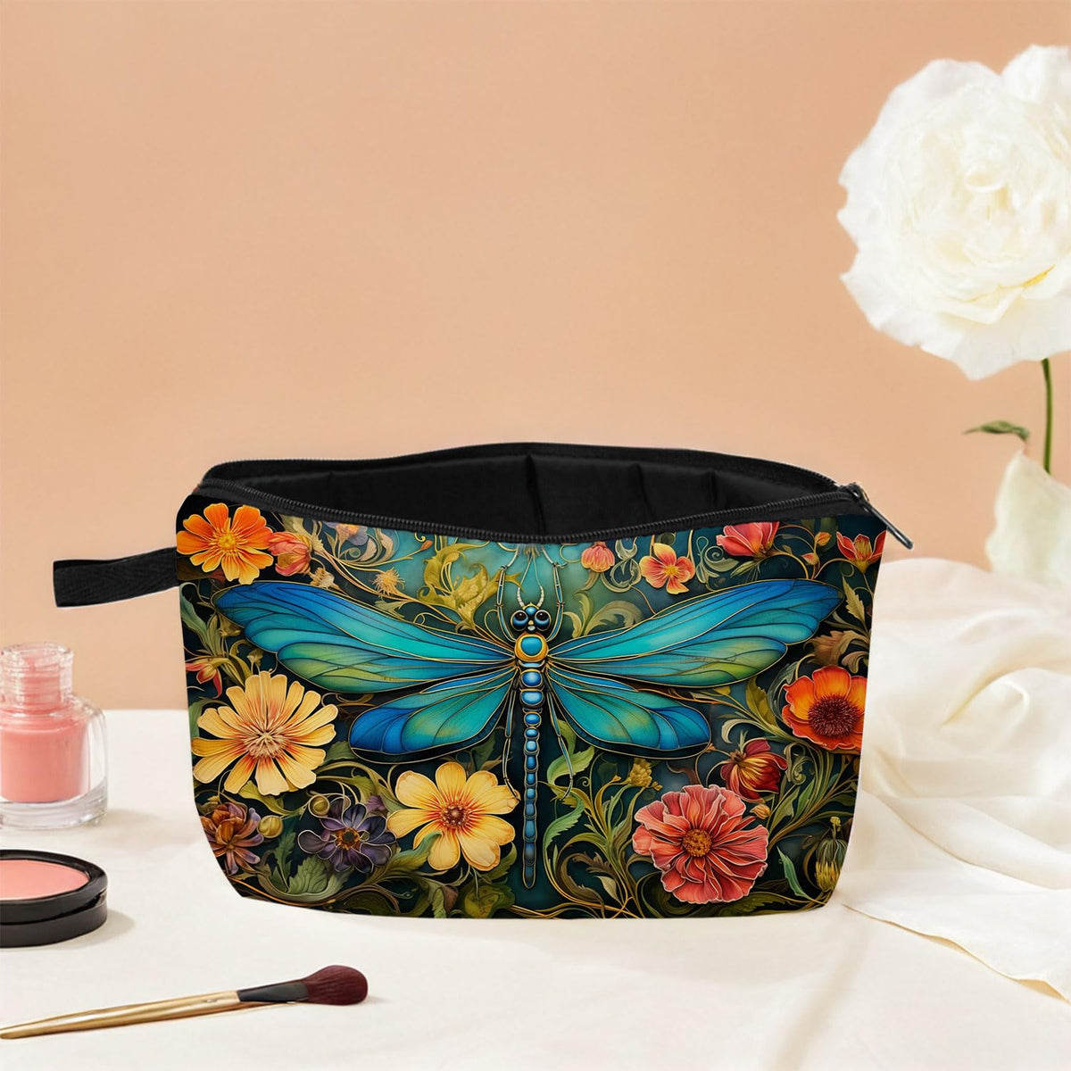 MoCaliduccious Dragonfly Print Women Makeup Bag Outdoor Portable Cosmetic Bag Toiletry Kit Travel Organizer - thewildfolk MoCaliduccious Dragonfly Print Women Makeup Bag Outdoor Portable Cosmetic Bag Toiletry Kit Travel Organizer