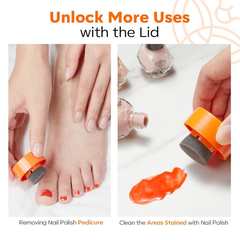 Modelones Nail Polish Remover Acetone-Free & Non Drying Nail Polish Remover Pot with Sponge-Top Lid Contains Jojoba Oil Professional Nail Remove Jar for Home Salon (80 ml) - thewildfolk Modelones Nail Polish Remover Acetone-Free & Non Drying Nail Polish Remover Pot with Sponge-Top Lid Contains Jojoba Oil Professional Nail Remove Jar for Home Salon (80 ml)