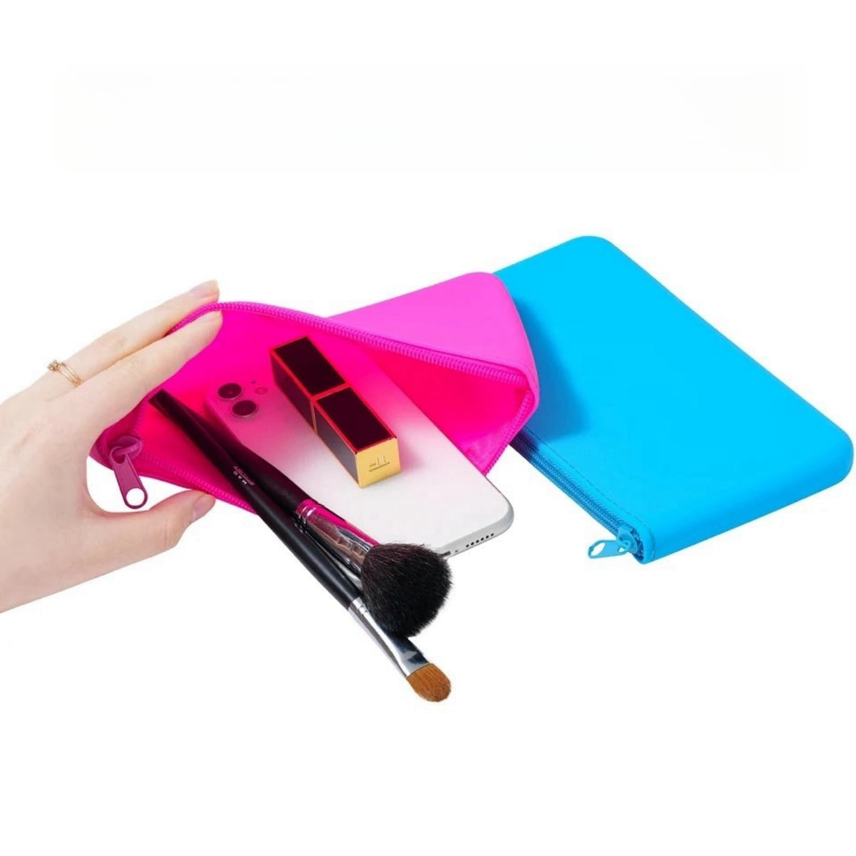 monolane 4 Pieces Silicone Makeup Toiletries Pouches, Silicone Stationary Holder, Waterproof Cosmetic Zipper Pouch, Digital Electronics Storage Bag, Beach Essential Travel Pouch (Rainbow) - thewildfolk monolane 4 Pieces Silicone Makeup Toiletries Pouches, Silicone Stationary Holder, Waterproof Cosmetic Zipper Pouch, Digital Electronics Storage Bag, Beach Essential Travel Pouch (Rainbow)