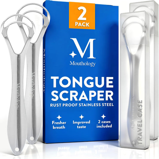 Mouthology Tongue Scraper for Adults (2 Pack), Reduce Bad Breath, Metal Tongue Scraper, Tongue Cleaner, Tongue Scraper, Stainless Steel Tongue Scraper, Tongue Cleaner for Adults, Tongue Scrubber - thewildfolk Mouthology Tongue Scraper for Adults (2 Pack), Reduce Bad Breath, Metal Tongue Scraper, Tongue Cleaner, Tongue Scraper, Stainless Steel Tongue Scraper, Tongue Cleaner for Adults, Tongue Scrubber