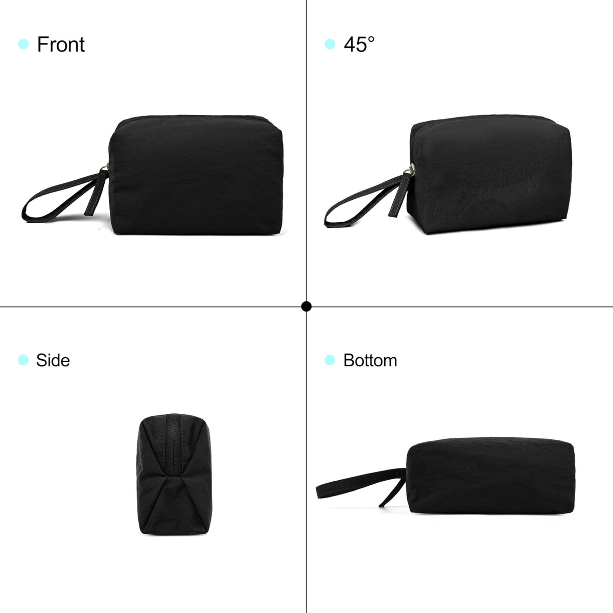 MUHUASHI Mini Cosmetic Bag, Daily Waterproof Makeup Purse and Toiletry Organizer Case, Foldable Lightweight Clutch Pouch Bag (1-Black) - thewildfolk MUHUASHI Mini Cosmetic Bag, Daily Waterproof Makeup Purse and Toiletry Organizer Case, Foldable Lightweight Clutch Pouch Bag (1-Black)
