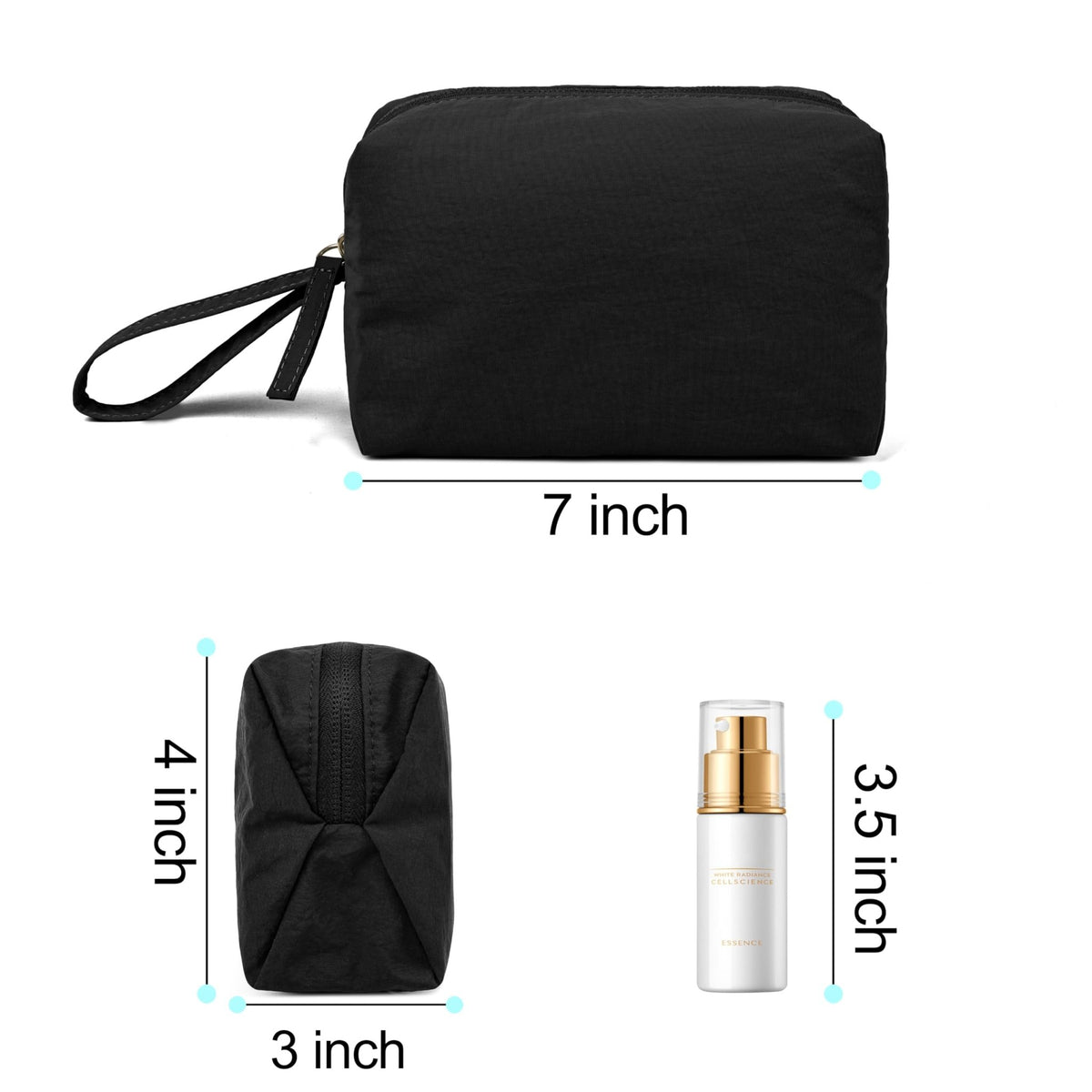 MUHUASHI Mini Cosmetic Bag, Daily Waterproof Makeup Purse and Toiletry Organizer Case, Foldable Lightweight Clutch Pouch Bag (1-Black) - thewildfolk MUHUASHI Mini Cosmetic Bag, Daily Waterproof Makeup Purse and Toiletry Organizer Case, Foldable Lightweight Clutch Pouch Bag (1-Black)