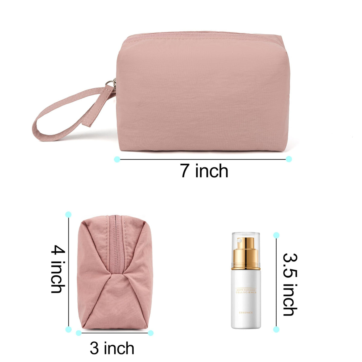 MUHUASHI Mini Cosmetic Bag, Daily Waterproof Makeup Purse and Toiletry Organizer Case, Foldable Lightweight Clutch Pouch Bag (7-Dark Pink) - thewildfolk MUHUASHI Mini Cosmetic Bag, Daily Waterproof Makeup Purse and Toiletry Organizer Case, Foldable Lightweight Clutch Pouch Bag (7-Dark Pink)