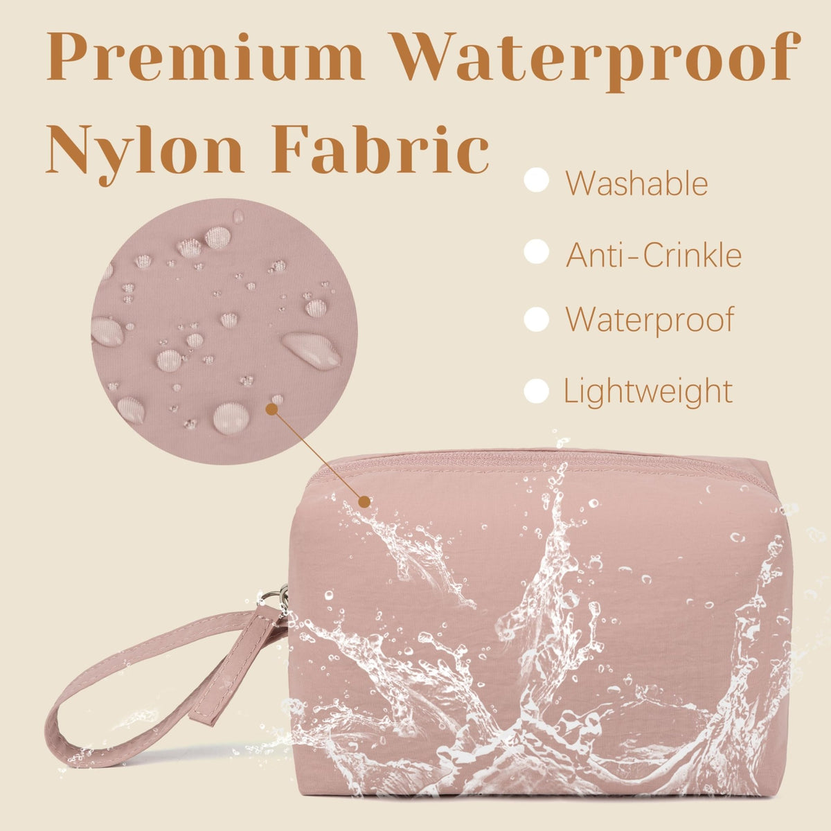 MUHUASHI Mini Cosmetic Bag, Daily Waterproof Makeup Purse and Toiletry Organizer Case, Foldable Lightweight Clutch Pouch Bag (7-Dark Pink) - thewildfolk MUHUASHI Mini Cosmetic Bag, Daily Waterproof Makeup Purse and Toiletry Organizer Case, Foldable Lightweight Clutch Pouch Bag (7-Dark Pink)