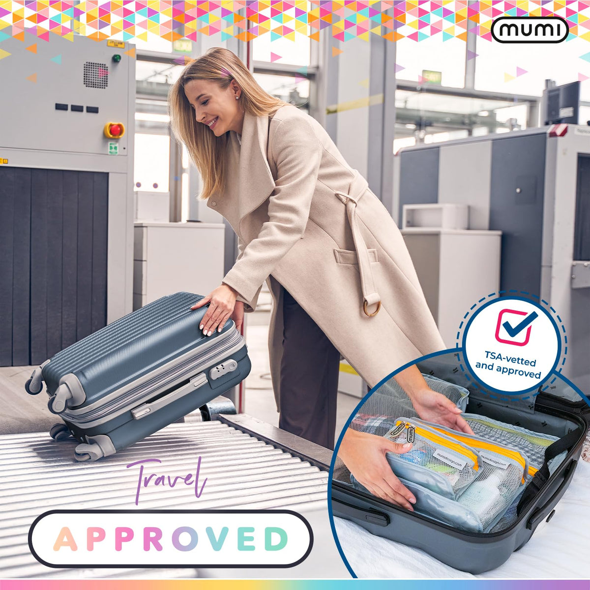 MUMI Travel Toiletry Bag Set of 3 - Clear TSA Approved, Aqua - thewildfolk MUMI Travel Toiletry Bag Set of 3 - Clear TSA Approved, Aqua