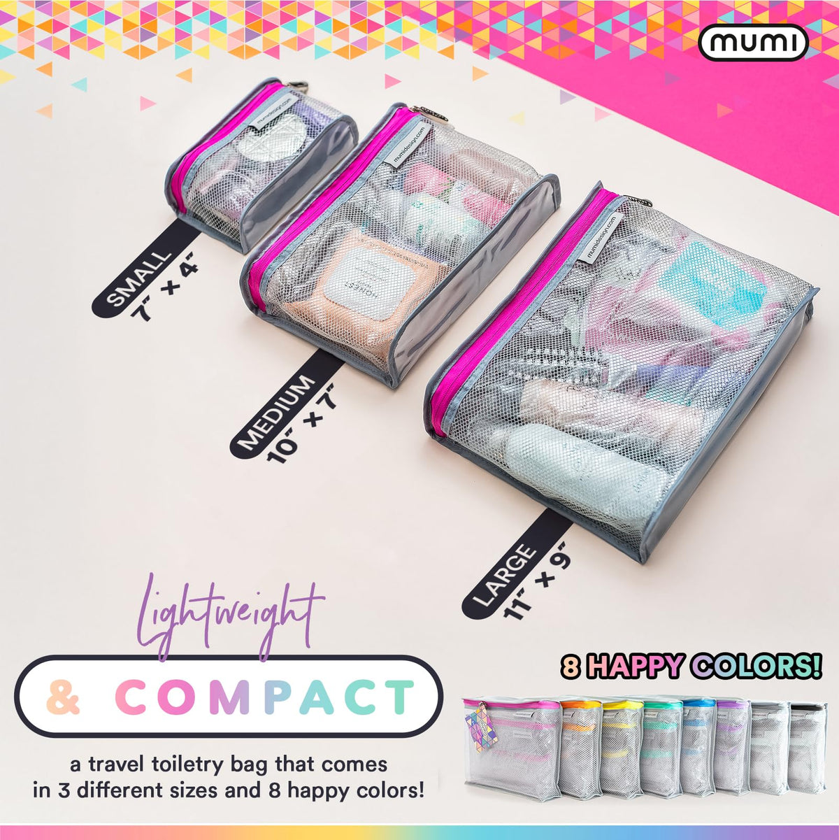 MUMI Travel Toiletry Bag Set of 3 - Clear TSA Approved, Aqua - thewildfolk MUMI Travel Toiletry Bag Set of 3 - Clear TSA Approved, Aqua