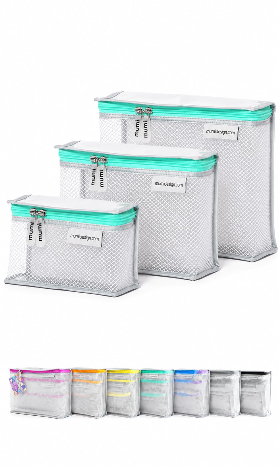 MUMI Travel Toiletry Bag Set of 3 - Clear TSA Approved, Aqua - thewildfolk MUMI Travel Toiletry Bag Set of 3 - Clear TSA Approved, Aqua
