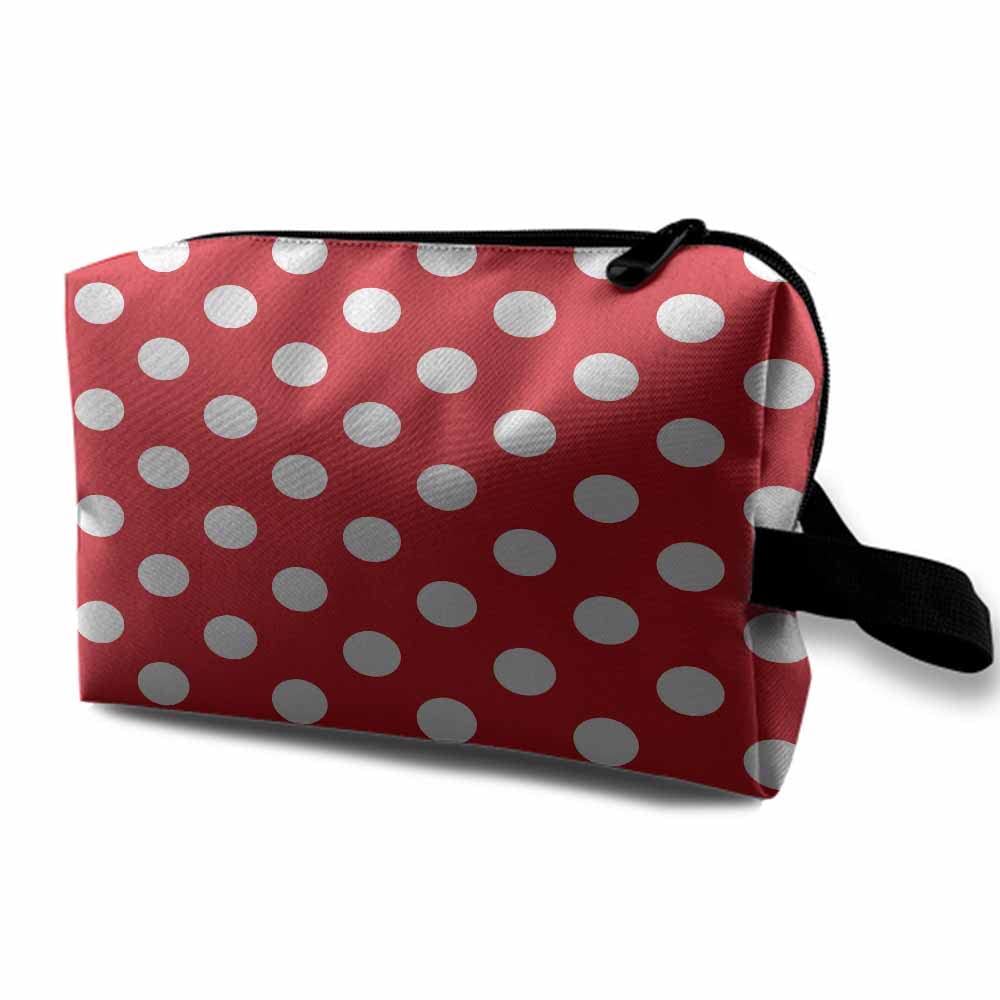 Mxocom Polka Dots White and Red Pattern Small Makeup Bag for Purse Colorful Background Travel Cosmetic Bag Makeup Pouch Portable Versatile Zipper Pouch for Women - thewildfolk Mxocom Polka Dots White and Red Pattern Small Makeup Bag for Purse Colorful Background Travel Cosmetic Bag Makeup Pouch Portable Versatile Zipper Pouch for Women