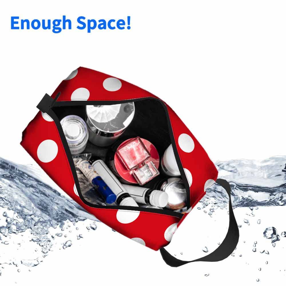 Mxocom Polka Dots White and Red Pattern Small Makeup Bag for Purse Colorful Background Travel Cosmetic Bag Makeup Pouch Portable Versatile Zipper Pouch for Women - thewildfolk Mxocom Polka Dots White and Red Pattern Small Makeup Bag for Purse Colorful Background Travel Cosmetic Bag Makeup Pouch Portable Versatile Zipper Pouch for Women