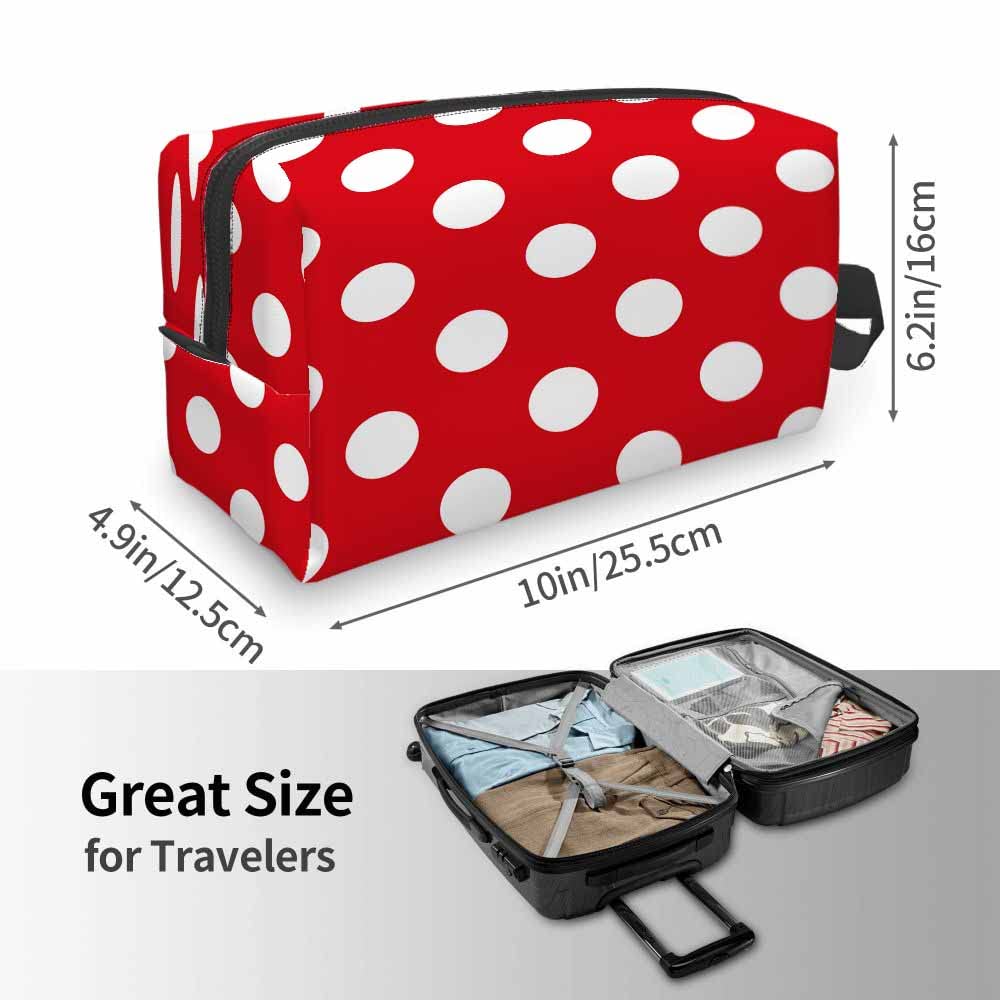 Mxocom Polka Dots White and Red Pattern Small Makeup Bag for Purse Colorful Background Travel Cosmetic Bag Makeup Pouch Portable Versatile Zipper Pouch for Women - thewildfolk Mxocom Polka Dots White and Red Pattern Small Makeup Bag for Purse Colorful Background Travel Cosmetic Bag Makeup Pouch Portable Versatile Zipper Pouch for Women