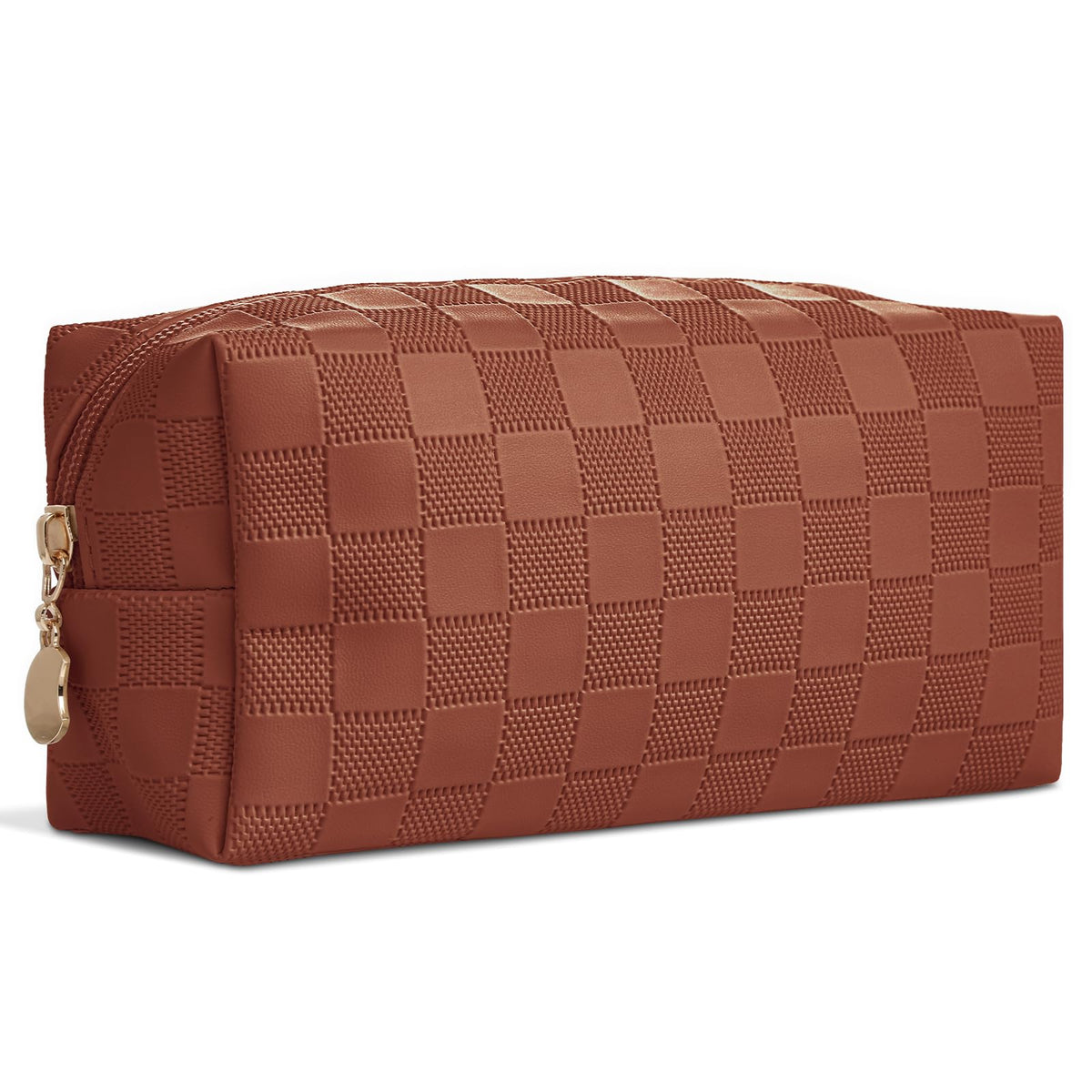 MXXUUOOM Checkered Makeup Bag, PU Leather Cosmetic Pouch - thewildfolk MXXUUOOM Checkered Makeup Bag, PU Leather Cosmetic Pouch