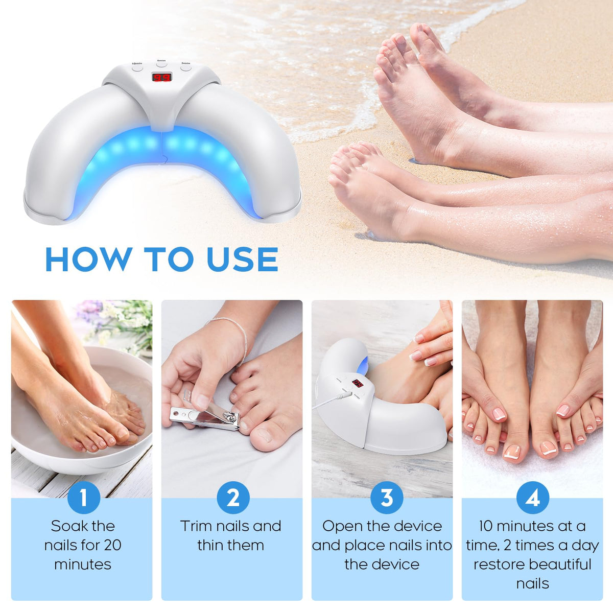 Nail Care Light for Dull, Thick Fingernails & Toenails, Plug-in White - thewildfolk Nail Care Light for Dull, Thick Fingernails & Toenails, Plug-in White