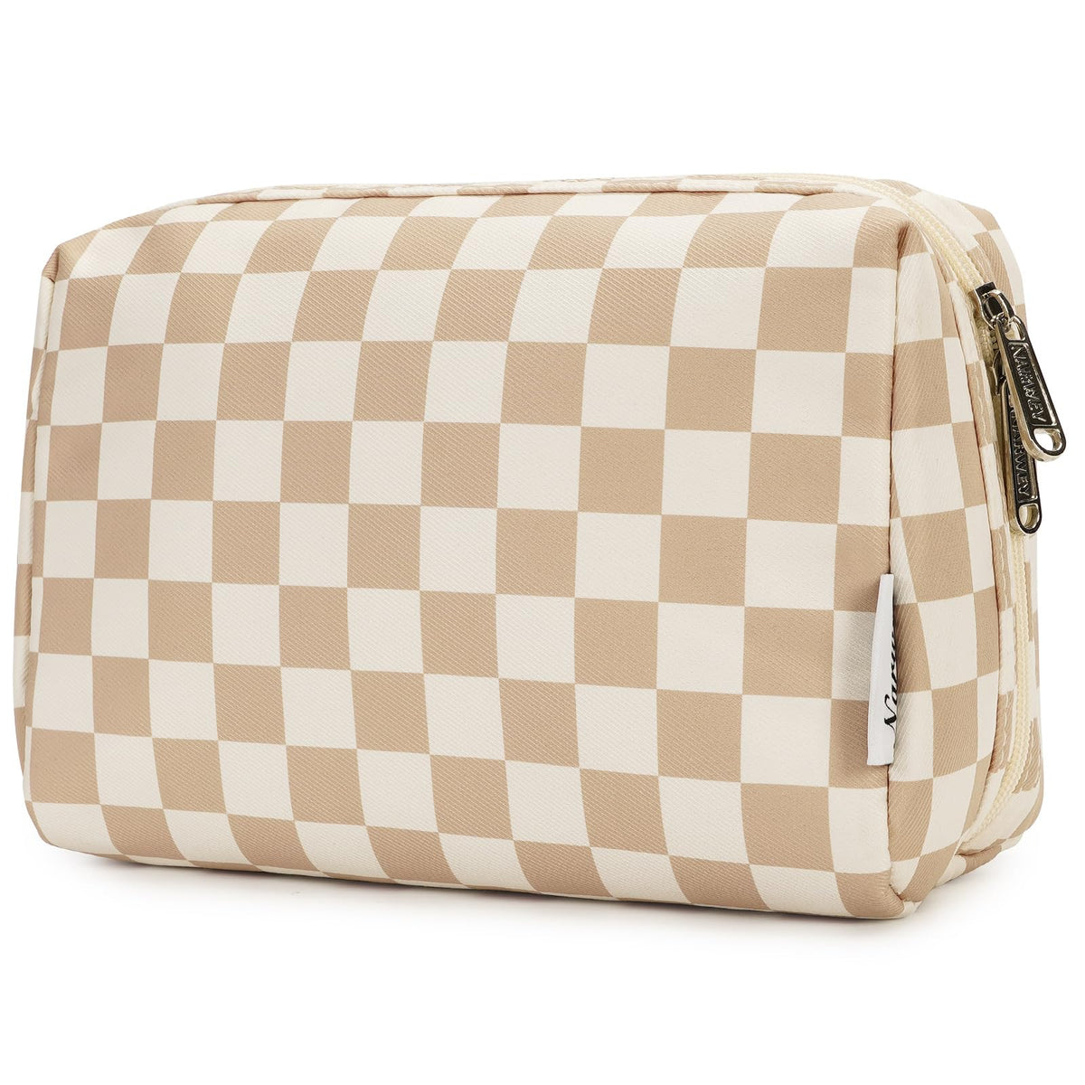 Narwey Checkered Makeup Bag Travel Cosmetic Bag Organizer Toiletry Bag Make Up Bags with Compartments for Women Girls (Large, Light Checkerboard) - thewildfolk Narwey Checkered Makeup Bag Travel Cosmetic Bag Organizer Toiletry Bag Make Up Bags with Compartments for Women Girls (Large, Light Checkerboard)