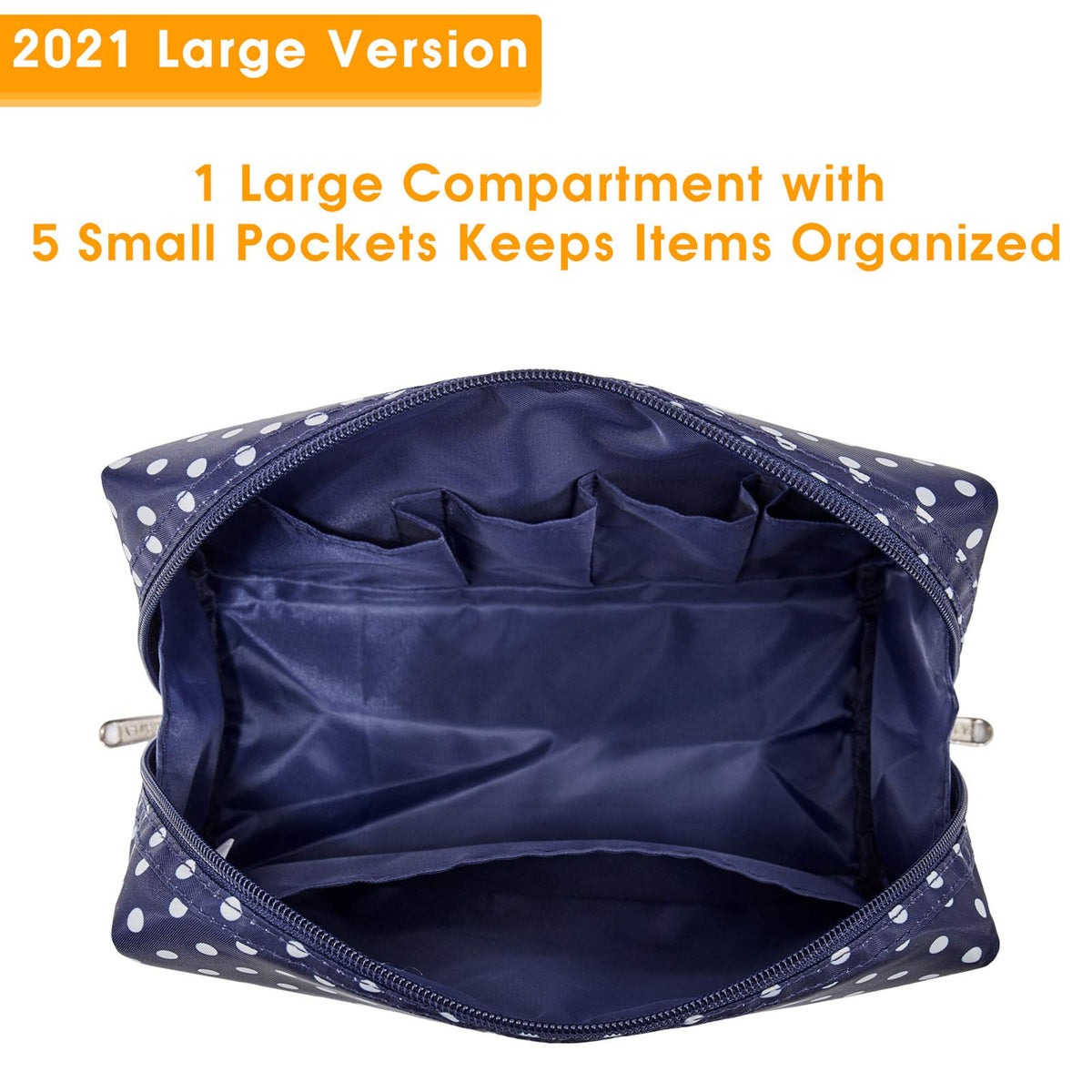 Narwey Cute Makeup Bag Travel Cosmetic Bag Organizer Toiletry Bag Make Up Bags with Compartments for Women Girls (Large, Polka Dot) - thewildfolk Narwey Cute Makeup Bag Travel Cosmetic Bag Organizer Toiletry Bag Make Up Bags with Compartments for Women Girls (Large, Polka Dot)