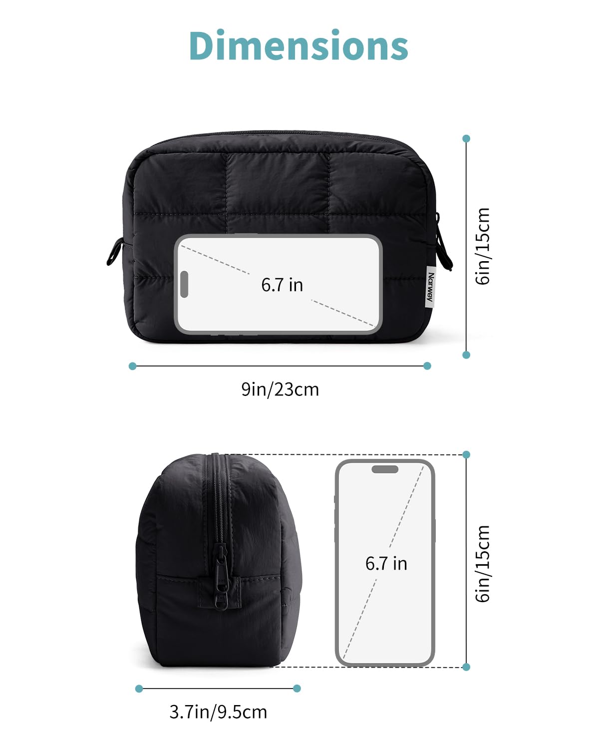 Narwey Puffy Makeup Bag Travel Toiletry Bag, Quilted Cosmetic Bag for Women - thewildfolk Narwey Puffy Makeup Bag Travel Toiletry Bag, Quilted Cosmetic Bag for Women