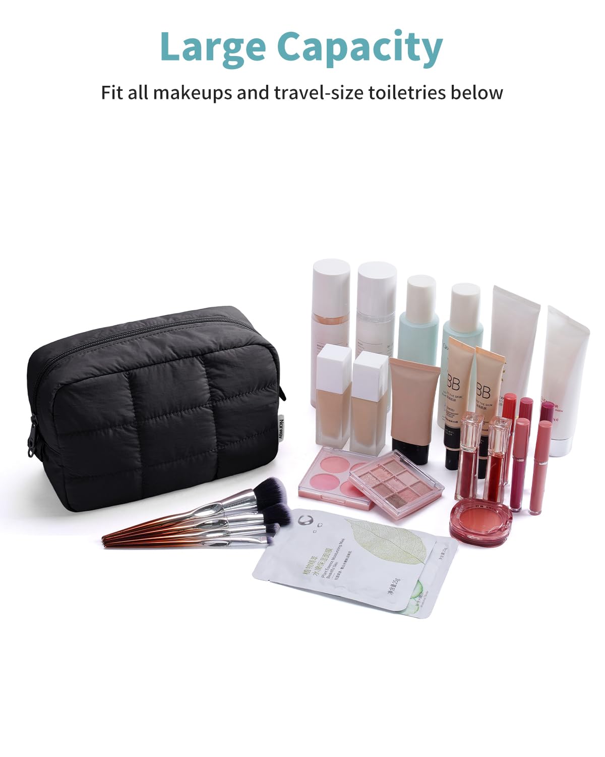 Narwey Puffy Makeup Bag Travel Toiletry Bag, Quilted Cosmetic Bag for Women - thewildfolk Narwey Puffy Makeup Bag Travel Toiletry Bag, Quilted Cosmetic Bag for Women