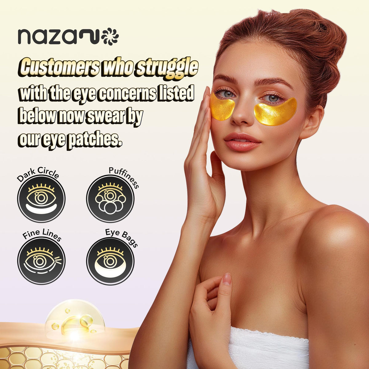 NAZANO 24K Gold Under Eye Patches - 60 Pack Eye Masks - thewildfolk NAZANO 24K Gold Under Eye Patches - 60 Pack Eye Masks