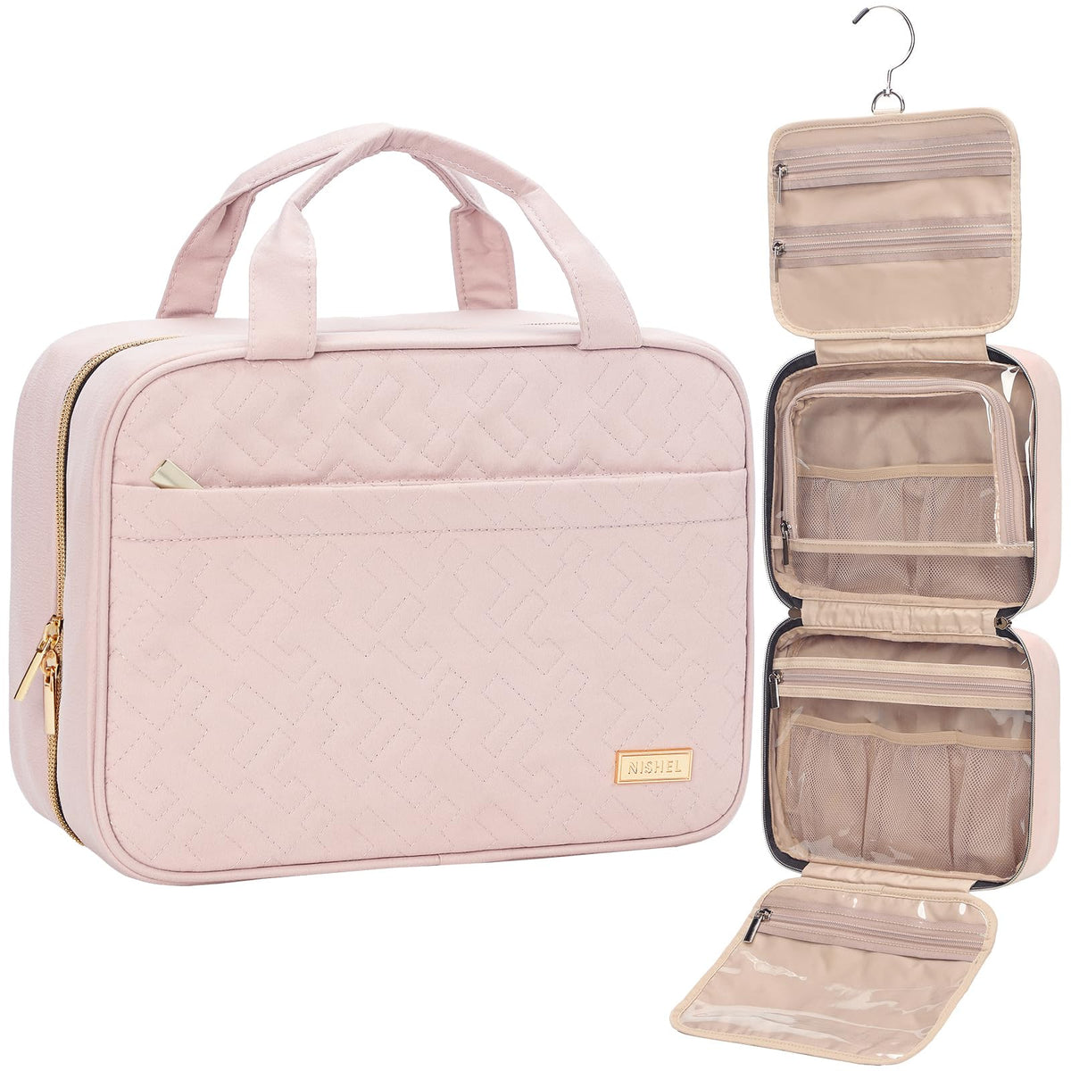 NISHEL Travel Toiletry Bag for women, Portable Hanging makeup Organizer - thewildfolk NISHEL Travel Toiletry Bag for women, Portable Hanging makeup Organizer