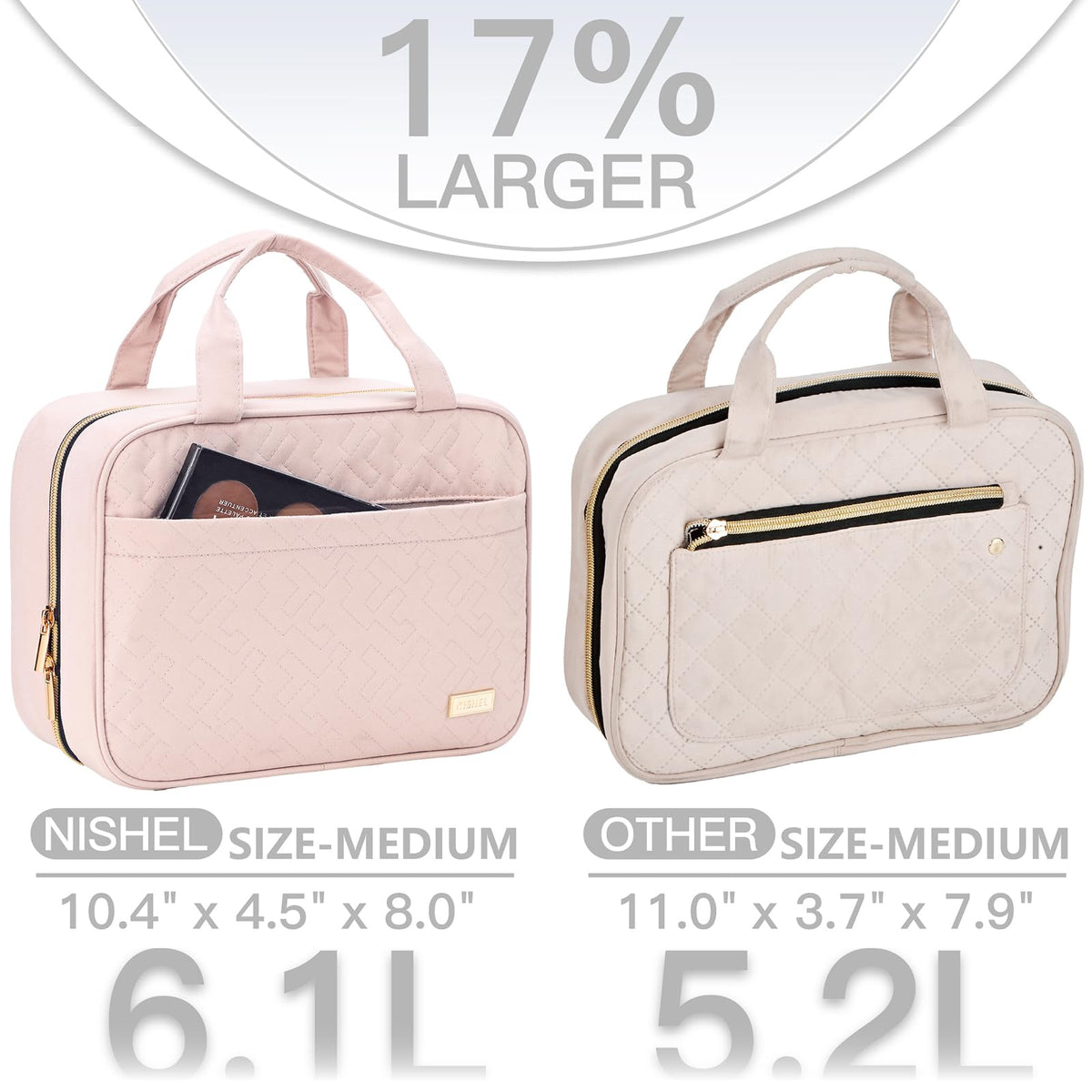 NISHEL Travel Toiletry Bag for women, Portable Hanging makeup Organizer - thewildfolk NISHEL Travel Toiletry Bag for women, Portable Hanging makeup Organizer