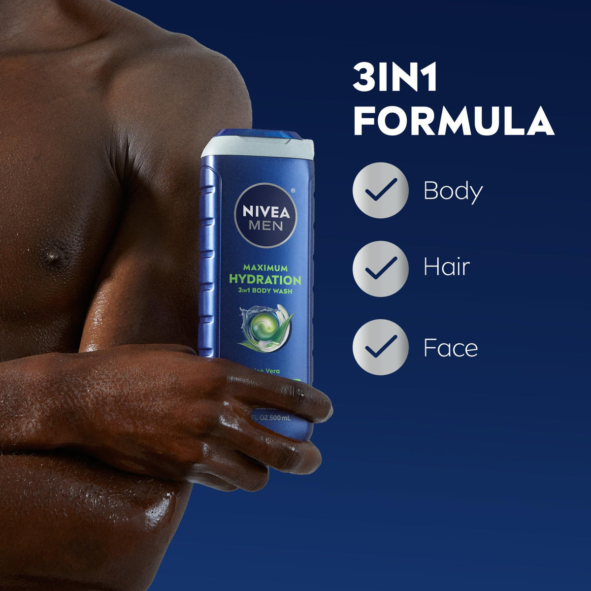 NIVEA MEN Maximum Hydration 3-in-1 Body Wash, Multipack, 3 x 16.9 FL OZ - thewildfolk NIVEA MEN Maximum Hydration 3-in-1 Body Wash, Multipack, 3 x 16.9 FL OZ