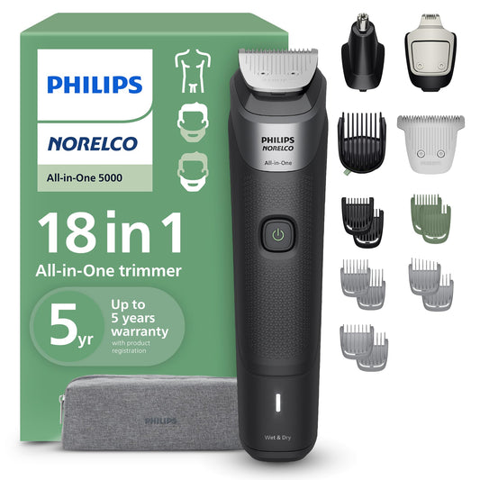 Norelco Philips All-in-One 5000 18-in-1 Trimmer, Face, Hair & Body, Black - thewildfolk Norelco Philips All-in-One 5000 18-in-1 Trimmer, Face, Hair & Body, Black