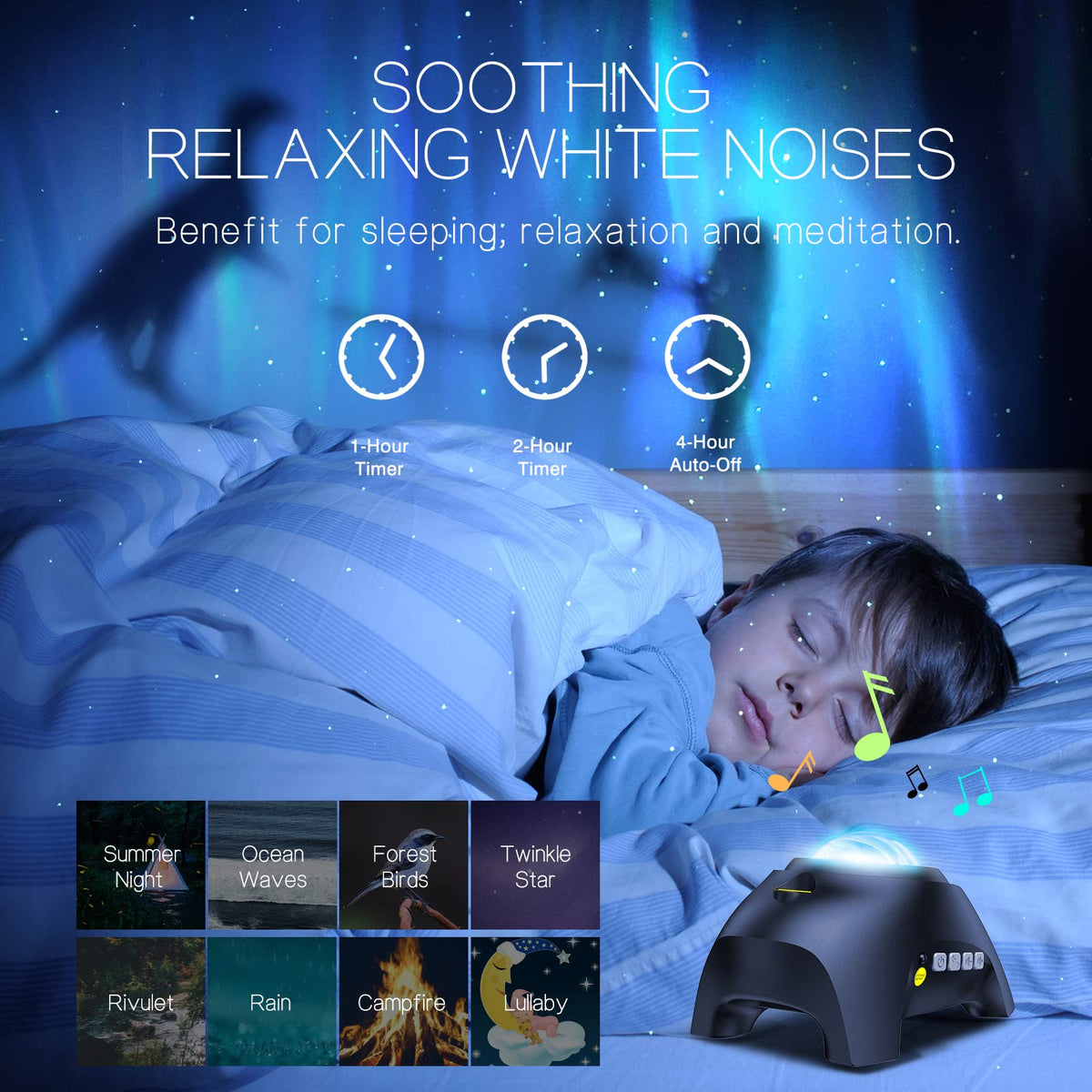 Northern Galaxy Light Aurora Projector with 33 Light Effects, Night Lights LED Star Projector for Bedroom Nebula Lamp, Remote Control, White Noises, Bluetooth Speaker for Parties Black - thewildfolk Northern Galaxy Light Aurora Projector with 33 Light Effects, Night Lights LED Star Projector for Bedroom Nebula Lamp, Remote Control, White Noises, Bluetooth Speaker for Parties Black
