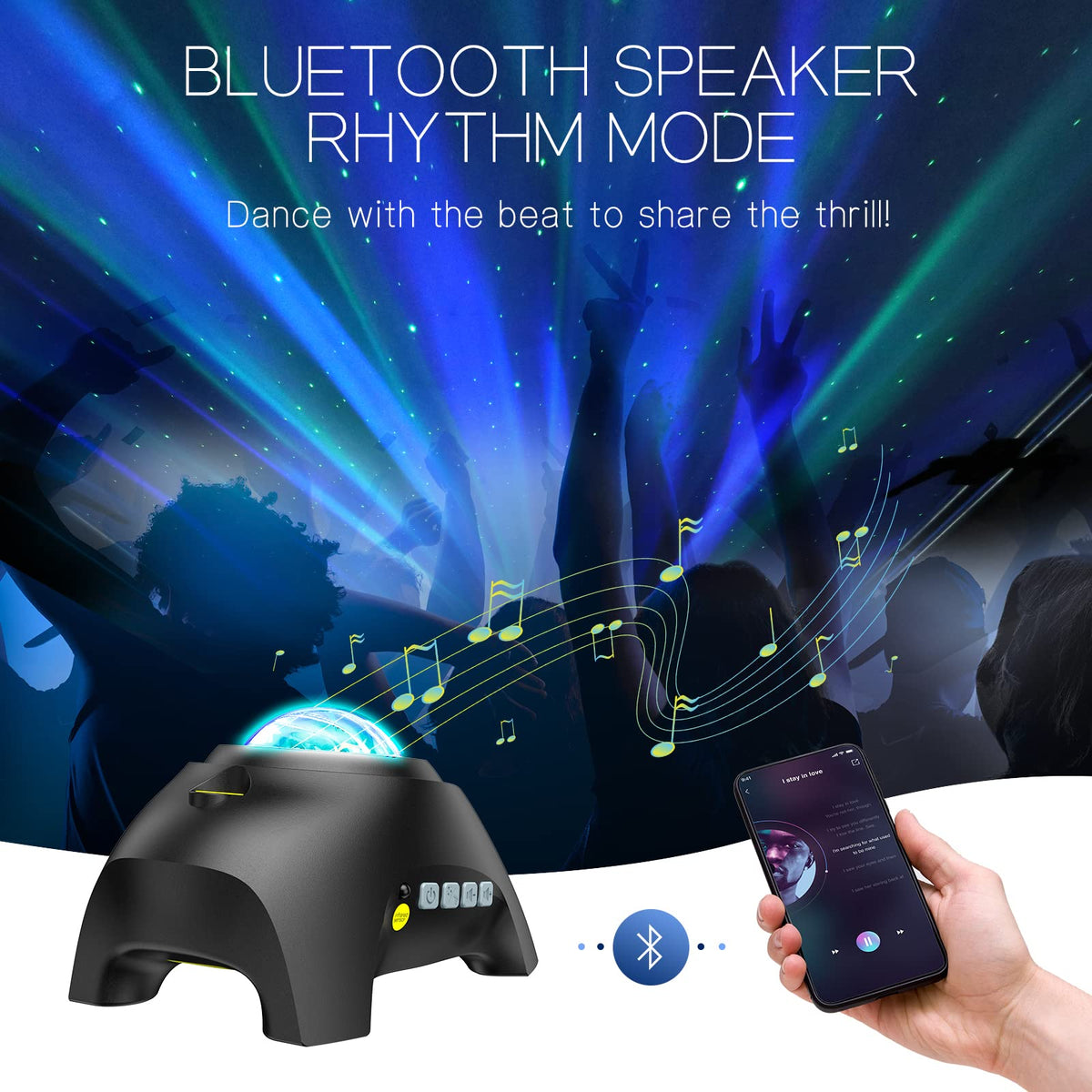 Northern Galaxy Light Aurora Projector with 33 Light Effects, Night Lights LED Star Projector for Bedroom Nebula Lamp, Remote Control, White Noises, Bluetooth Speaker for Parties Black - thewildfolk Northern Galaxy Light Aurora Projector with 33 Light Effects, Night Lights LED Star Projector for Bedroom Nebula Lamp, Remote Control, White Noises, Bluetooth Speaker for Parties Black