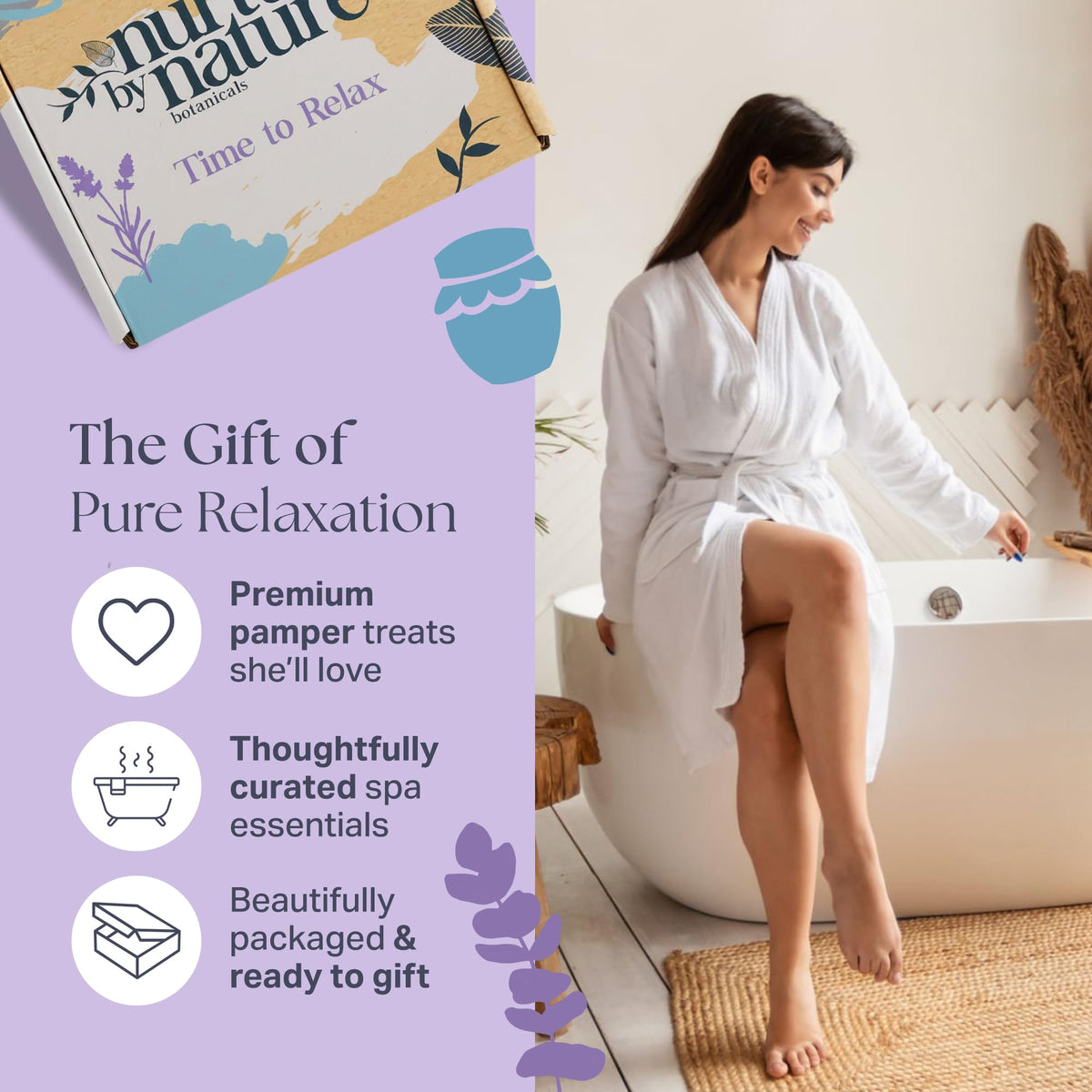 Nurture by Nature Self Care Gifts for Women - Spa Gift Baskets for Women & Relaxation Gifts | At Home Spa Kit | 6 Piece Bath Set with Pillow Spray, Candle, Bath Bomb & Bath Salts - thewildfolk Nurture by Nature Self Care Gifts for Women - Spa Gift Baskets for Women & Relaxation Gifts | At Home Spa Kit | 6 Piece Bath Set with Pillow Spray, Candle, Bath Bomb & Bath Salts