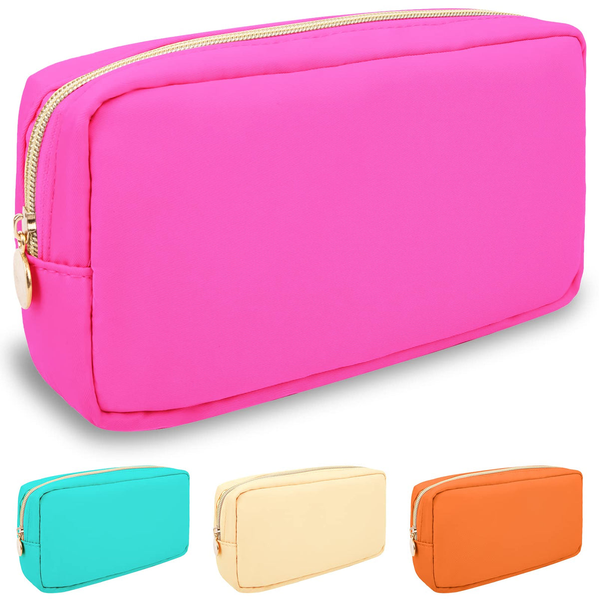 Nylon Small Makeup Bag for Purse, Cute Preppy Makeup Bag Cosmetic Zipper Pouch Purse, Waterproof Portable Travel Toiletry Bag Clutch Makeup Brush Bag Organizer Storage for Women Men Girls(Hot Pink) - thewildfolk Nylon Small Makeup Bag for Purse, Cute Preppy Makeup Bag Cosmetic Zipper Pouch Purse, Waterproof Portable Travel Toiletry Bag Clutch Makeup Brush Bag Organizer Storage for Women Men Girls(Hot Pink)