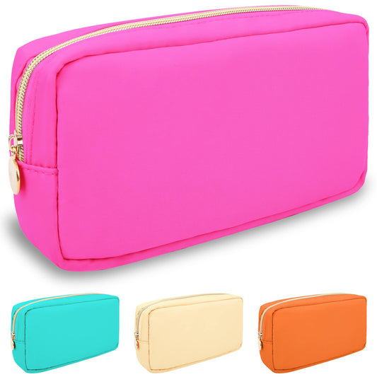 Nylon Small Makeup Bag for Purse, Cute Preppy Makeup Bag Cosmetic Zipper Pouch Purse, Waterproof Portable Travel Toiletry Bag Clutch Makeup Brush Bag Organizer Storage for Women Men Girls(Hot Pink) - thewildfolk Nylon Small Makeup Bag for Purse, Cute Preppy Makeup Bag Cosmetic Zipper Pouch Purse, Waterproof Portable Travel Toiletry Bag Clutch Makeup Brush Bag Organizer Storage for Women Men Girls(Hot Pink)