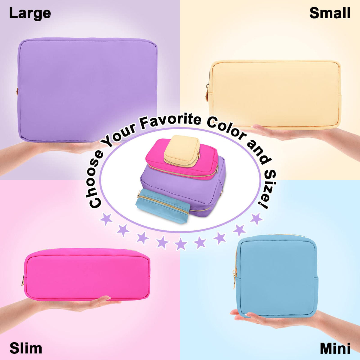 Nylon Small Makeup Bag for Purse, Cute Preppy Makeup Bag Cosmetic Zipper Pouch Purse, Waterproof Portable Travel Toiletry Bag Clutch Makeup Brush Bag Organizer Storage for Women Men Girls(Hot Pink) - thewildfolk Nylon Small Makeup Bag for Purse, Cute Preppy Makeup Bag Cosmetic Zipper Pouch Purse, Waterproof Portable Travel Toiletry Bag Clutch Makeup Brush Bag Organizer Storage for Women Men Girls(Hot Pink)