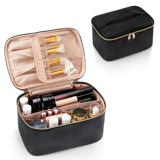 OCHEAL Makeup Bag, Portable Cosmetic Bag Black Make up Case Toiletry Bag - thewildfolk OCHEAL Makeup Bag, Portable Cosmetic Bag Black Make up Case Toiletry Bag