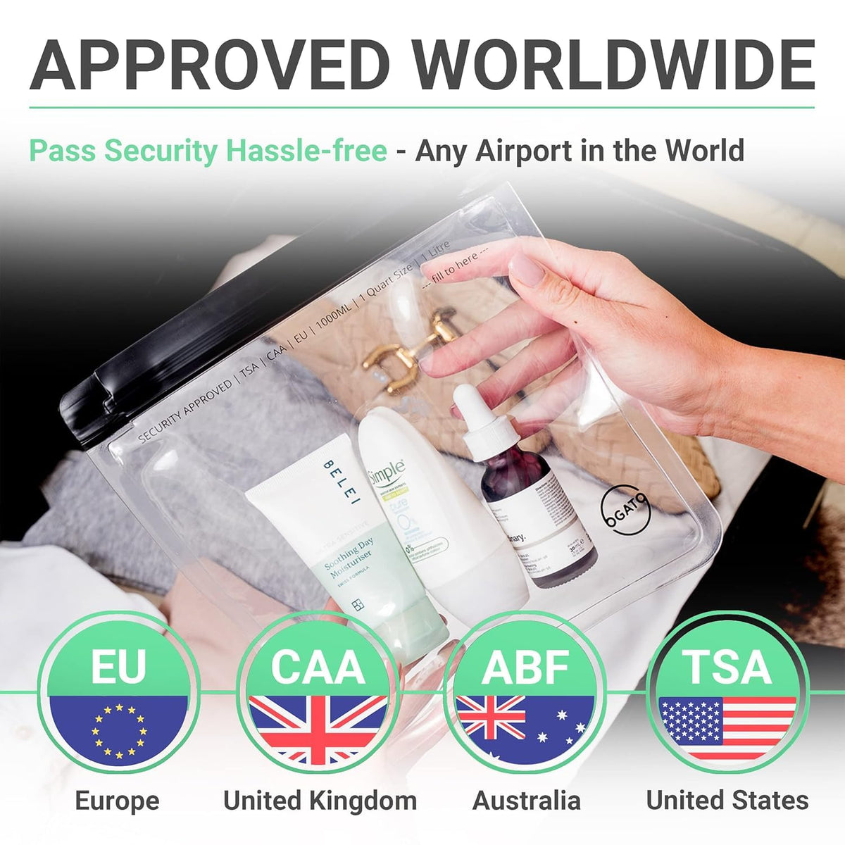 Ogato Clear Toiletry Bag, TSA Approved, 3-1-1 Compliant, Quart Size, 3-Pack - thewildfolk Ogato Clear Toiletry Bag, TSA Approved, 3-1-1 Compliant, Quart Size, 3-Pack