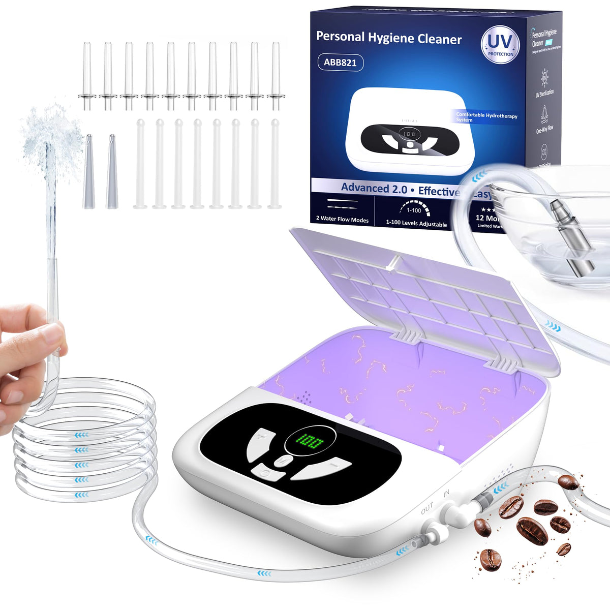 OILSAO Electric Enema Kit, UV-C Storage Box, Dual Nozzles & 2 Spray Modes - thewildfolk OILSAO Electric Enema Kit, UV-C Storage Box, Dual Nozzles & 2 Spray Modes